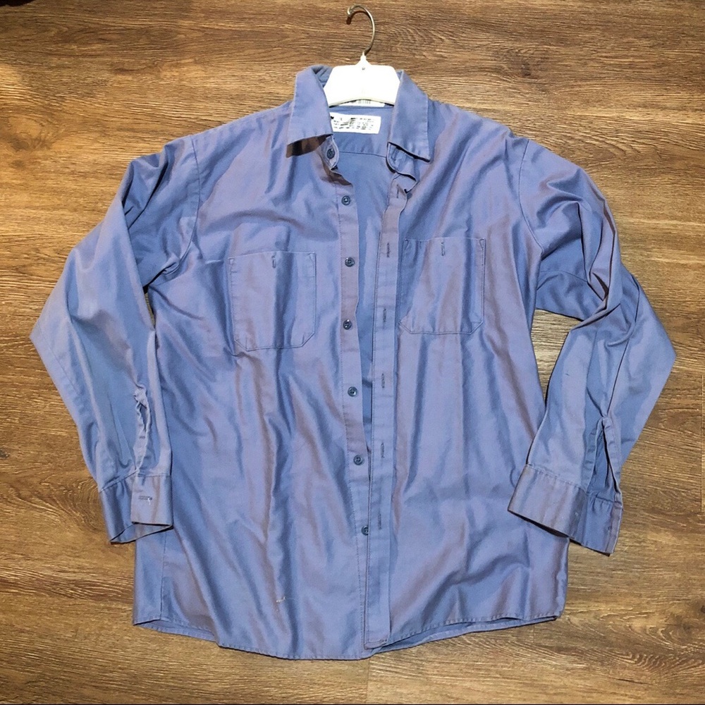 men’s long sleeve blue button down shirt